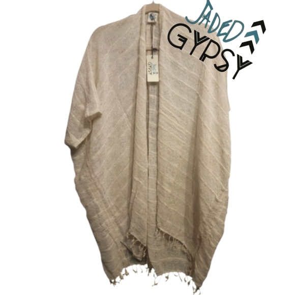 Stormi Earthy Feeling Striped Kimono by Jaded Gypsy Womens Cream One Size New - Picture 1 of 13